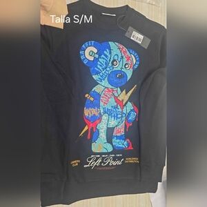 Leftpoint  Black Graphic Bear Shirt Long Sleeve